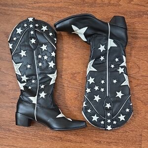 Black and White Star Cowboy Boots size 42 NWOT